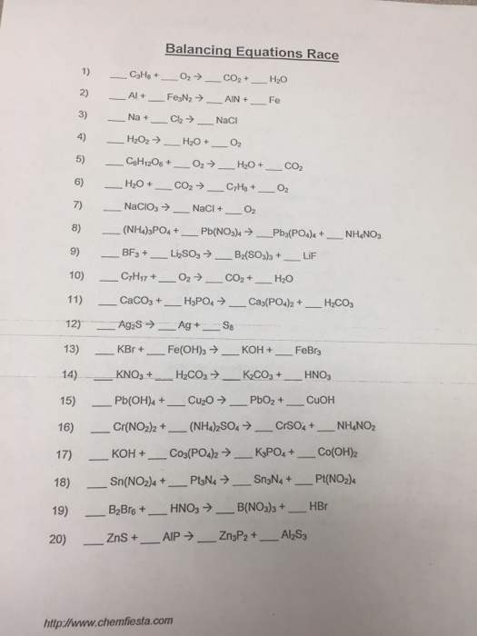 chemfiesta worksheet answers