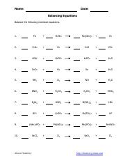 Chapter 5 - Balancing Chemical Equations Worksheets ANSWERS - Name ...