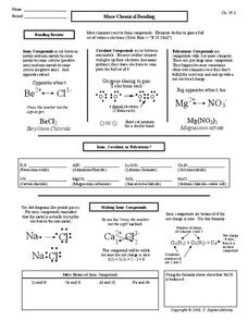 More Chemical Bonding Worksheet for 9th - 12th Grade | Lesson Planet