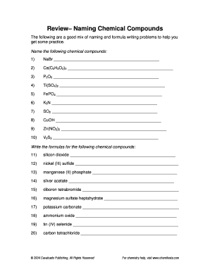 Review Naming Chemical Compounds. Expanded Form Worksheet - Fill ...