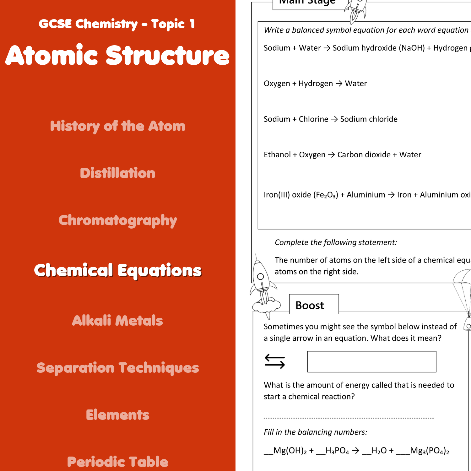 chemical equation worksheet