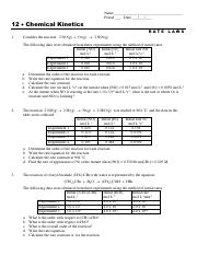 chemical kinetics worksheet