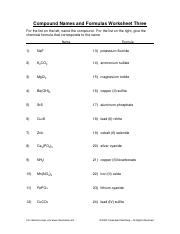 Compound Names and Formulas-worksheet III-Revised 1-2008 with key ...