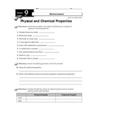 chemical properties worksheet