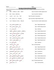 chemical reaction worksheet with answers
