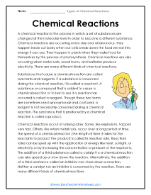 chemical reactions worksheet