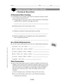 chemical reactions worksheet