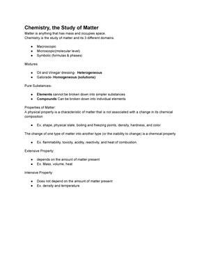 chemistry a study of matter worksheet answers