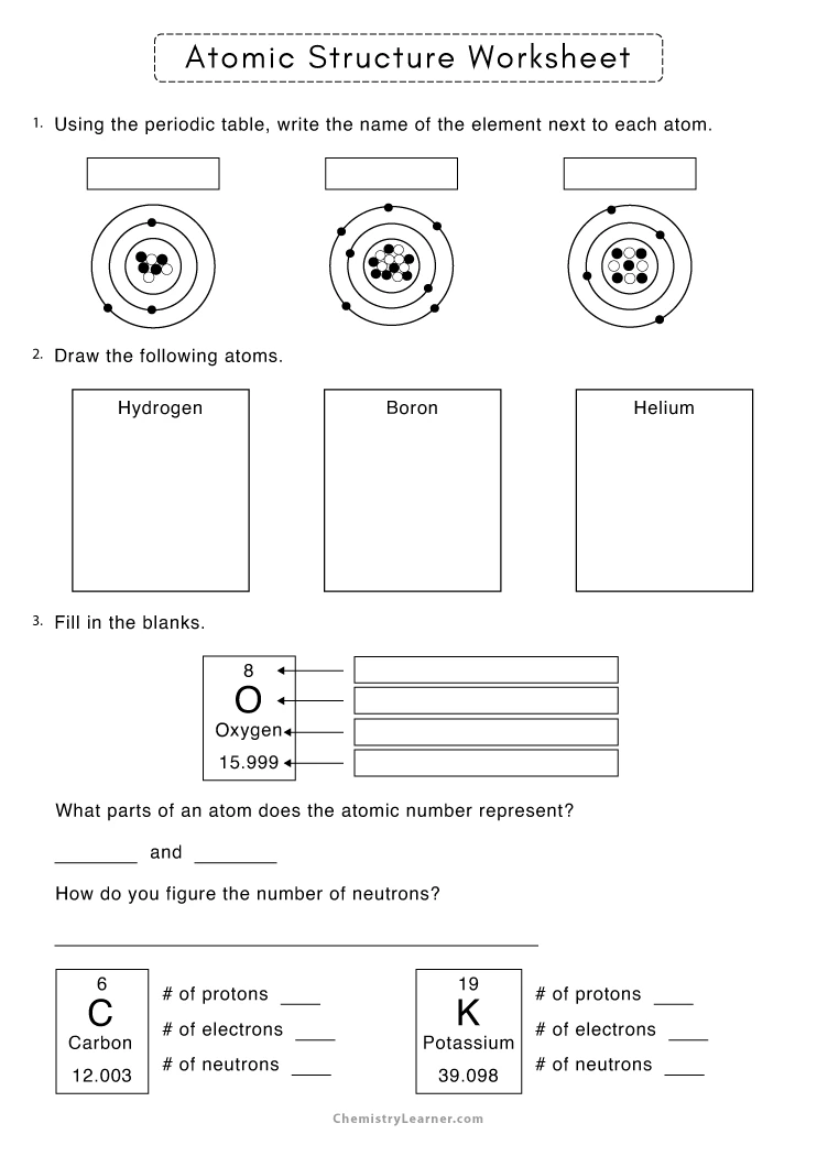 Free Printable Atomic Structure Worksheets Worksheets Library