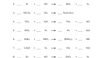 chemistry balancing chemical equations worksheet answers