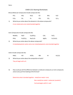 Naming Worksheets Rubric - CHEM 1211 Naming Worksheets Binary ...