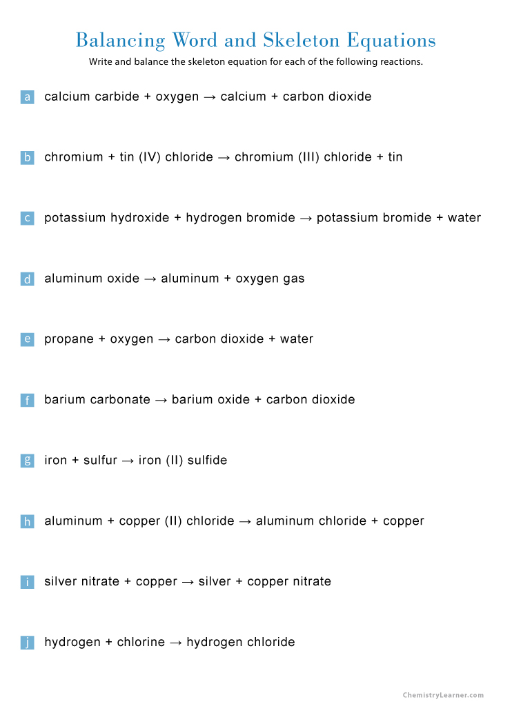 Free Printable Word Equations Worksheets