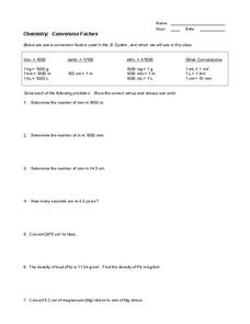 Chemistry Conversion Factors Lesson Plans &  Worksheets