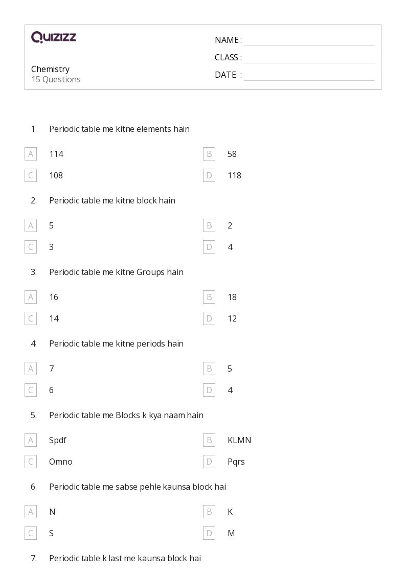 chemistry for kids worksheet