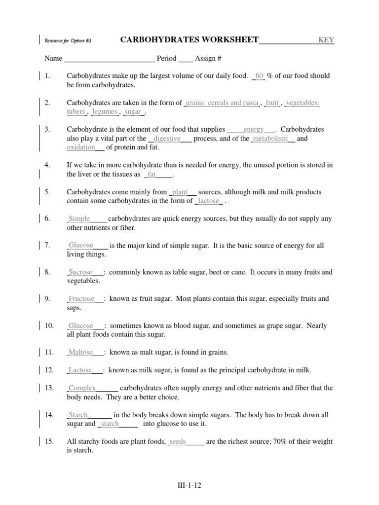 chemistry of carbohydrates worksheet