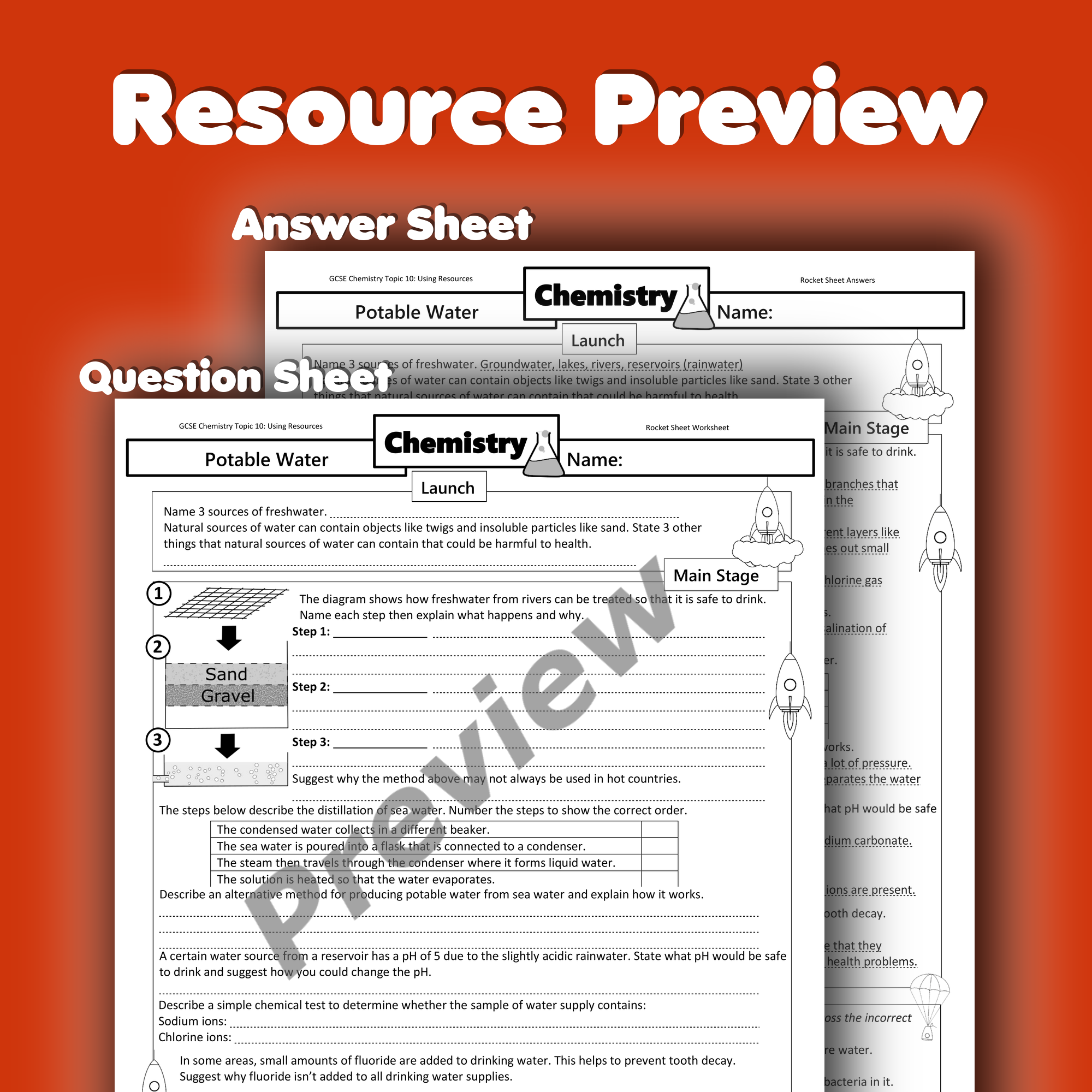 Potable Water Home Learning Worksheet GCSE