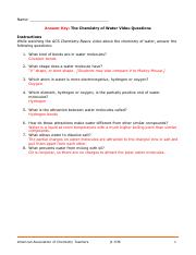 chemistry of water worksheet