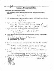 chemistry periodic table worksheet answer key