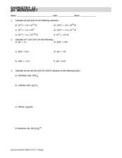 Chemistry 12 pH Worksheet Worksheet for 9th - 12th Grade | Lesson ...