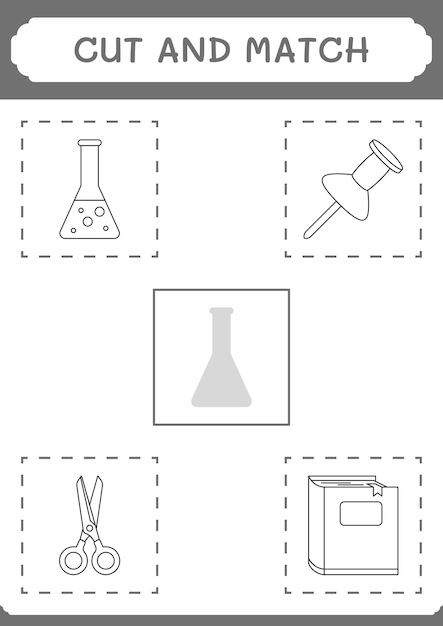 Premium Vector | Cut and match parts of Chemistry flask game for ...