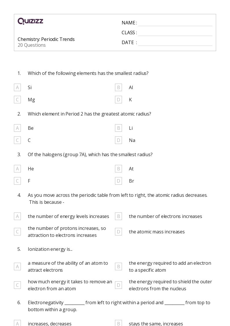 chemistry review worksheet answers