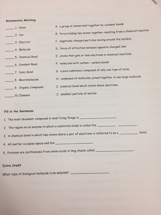chemistry review worksheet answers