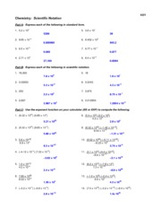 chemistry scientific notation worksheet answers