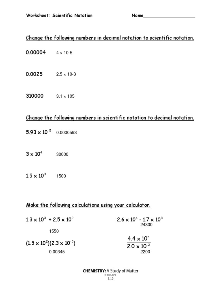 chemistry study of matter worksheet