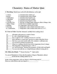 chemistry study of matter worksheet