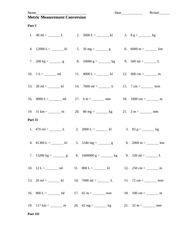 Sect2.2 Metric conversions wkst - Name Date Period Metric ...