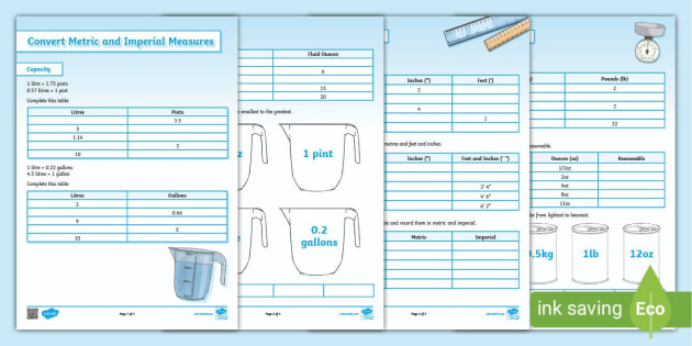 Y5 Convert Metric and Imperial Measures Worksheets - Twinkl