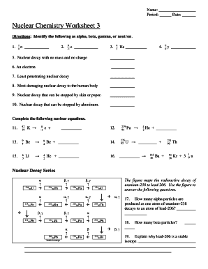 Nuclear Chemistry Worksheet - Fill Online, Printable, Fillable ...