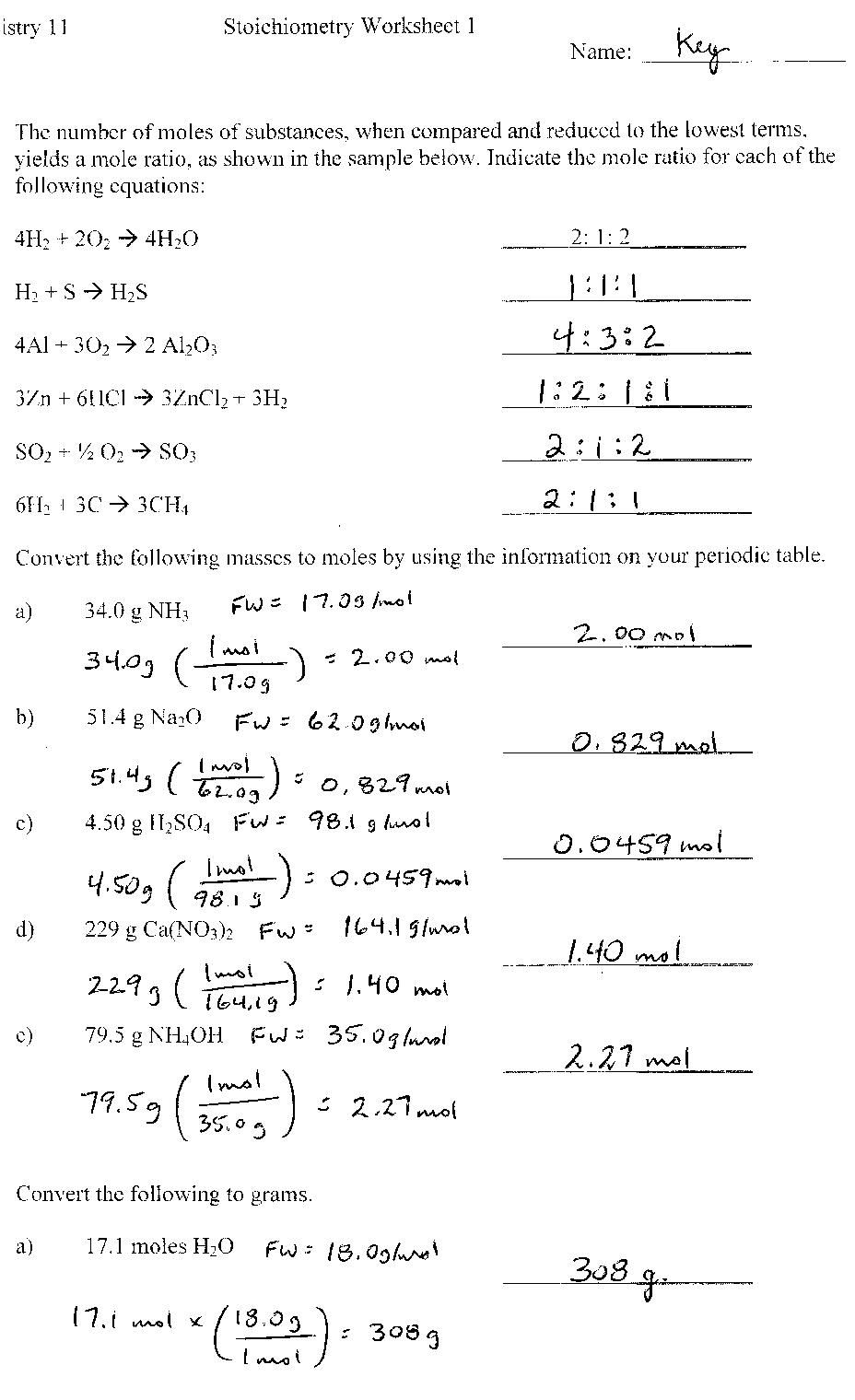Atomic Structure Ch. 3 Worksheets Answers