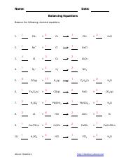 chemistry worksheet balancing equations part 2