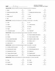 chemistry worksheet matter 1 answers