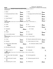 chemistry worksheet matter 1 answers