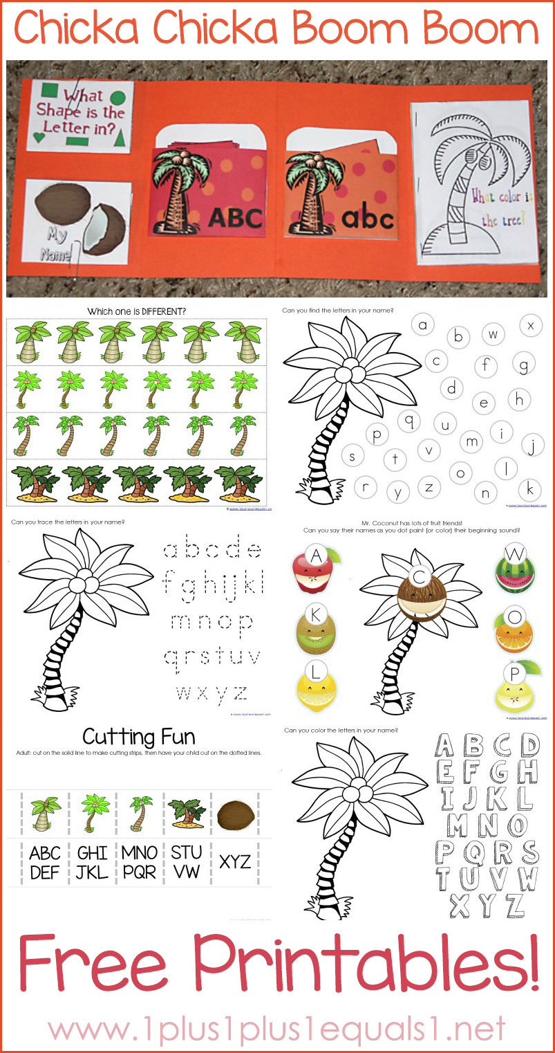 chicka chicka boom boom worksheet for kindergarten