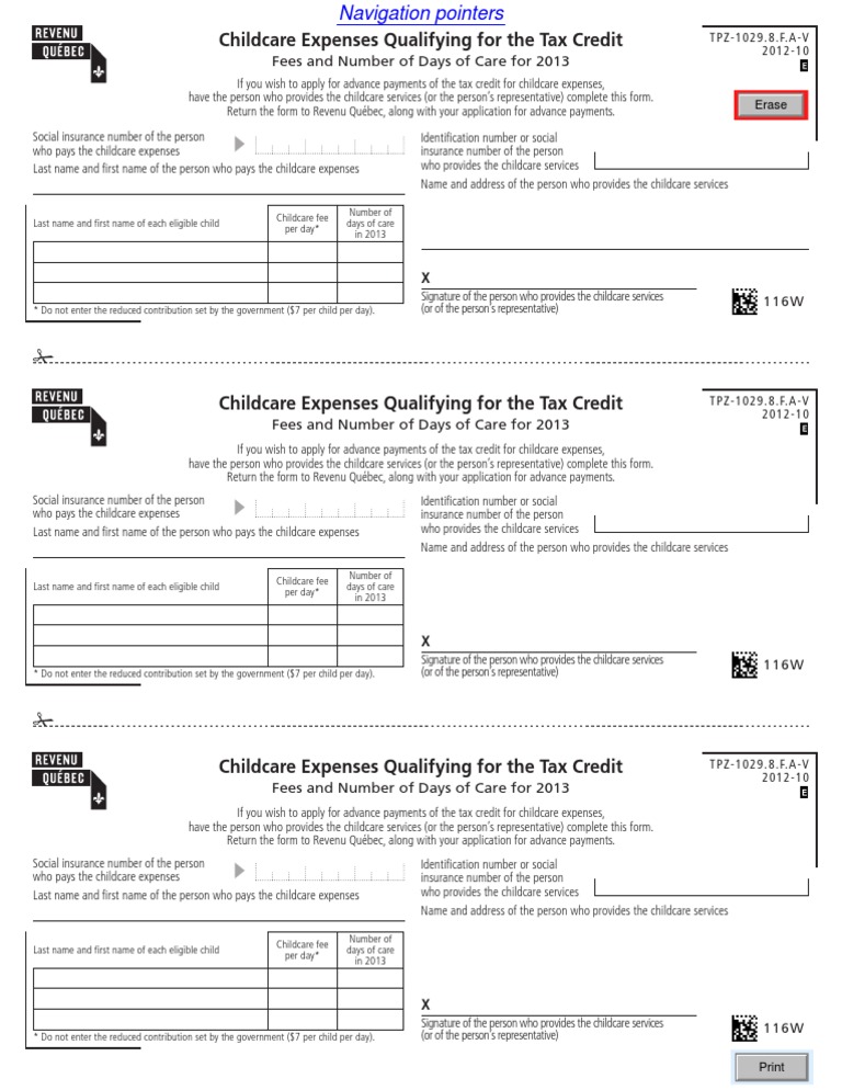child care tax credit worksheet