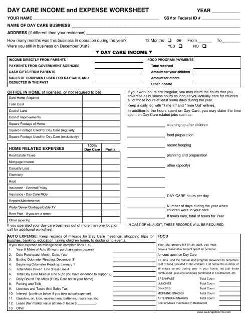 child care tax credit worksheet