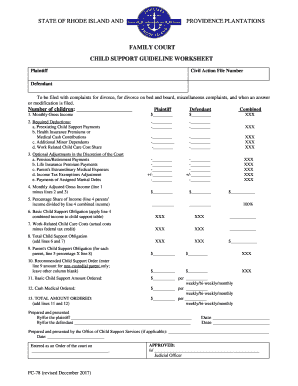 child support guideline worksheet