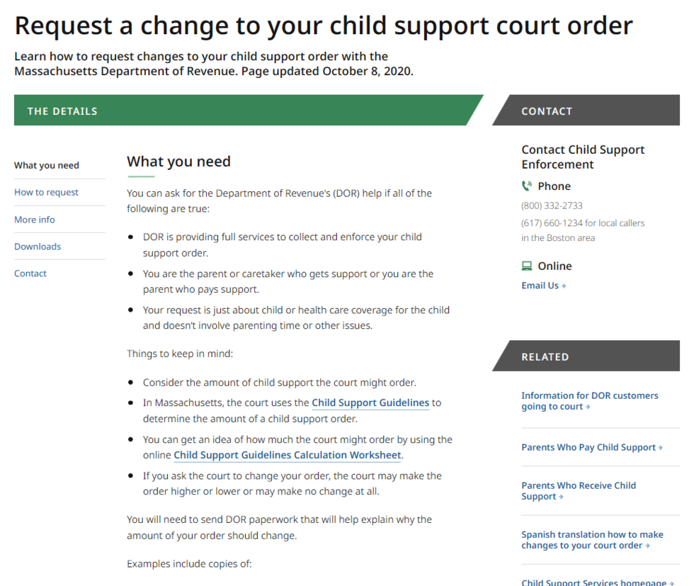 child support guidelines worksheet ma