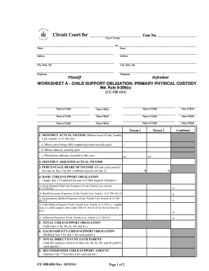 Maryland Child Support Calculator Worksheet: Pre-built template ...