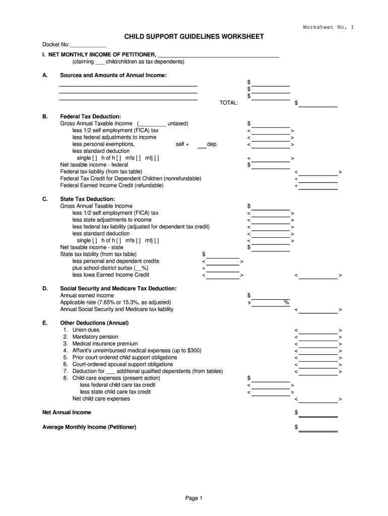 Child support guidelines worksheet: Fill out &  sign online | DocHub