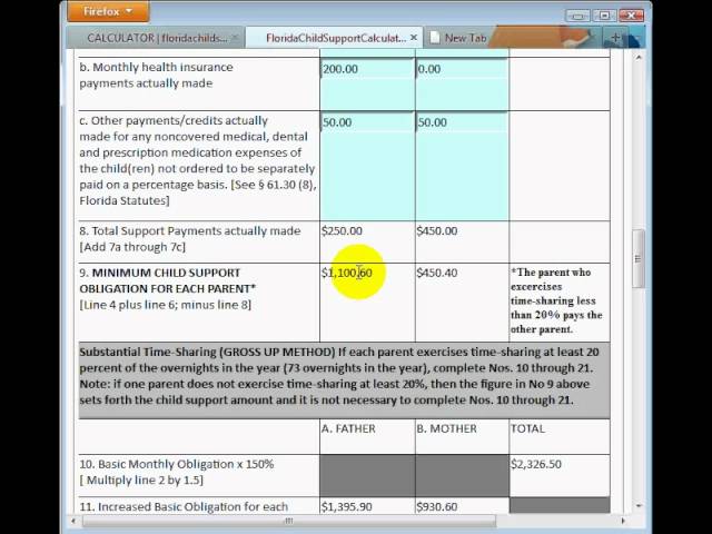 FloridaChildSupportCalculator.com - Florida Child Support Calculator demo