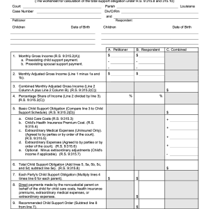child support worksheet florida