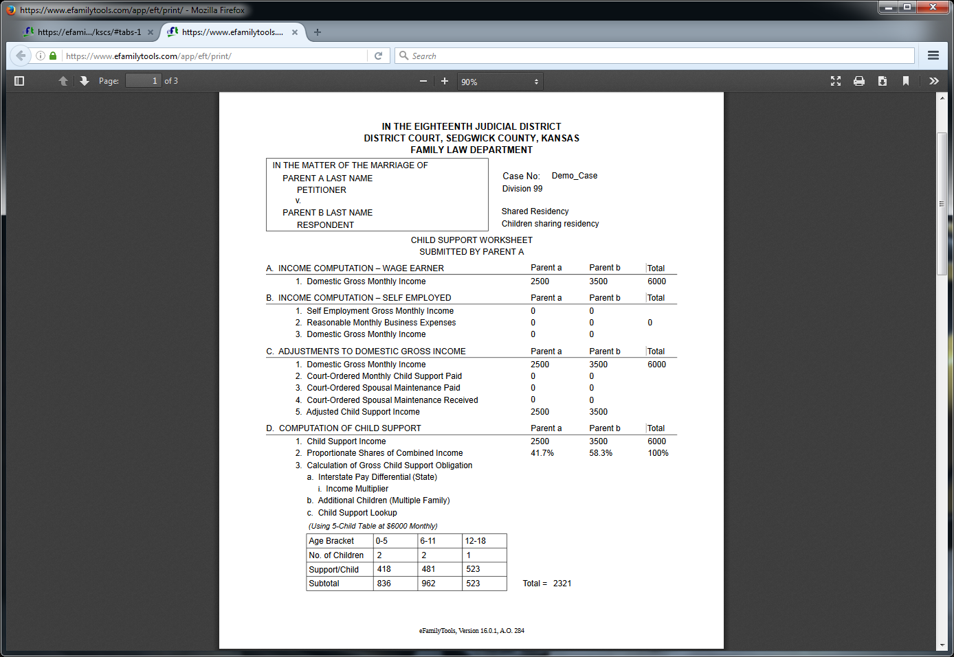 child support worksheet kansas