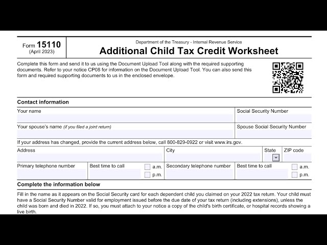 child tax credit worksheet