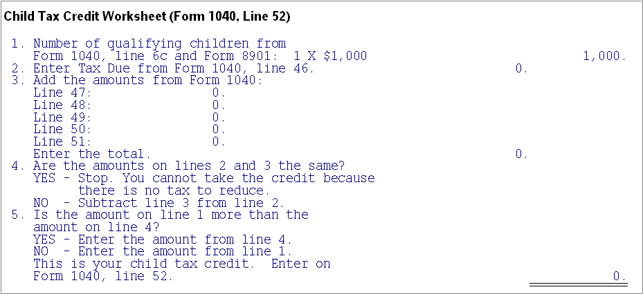 Calculating the Child Tax Credit for a qualified child in ...
