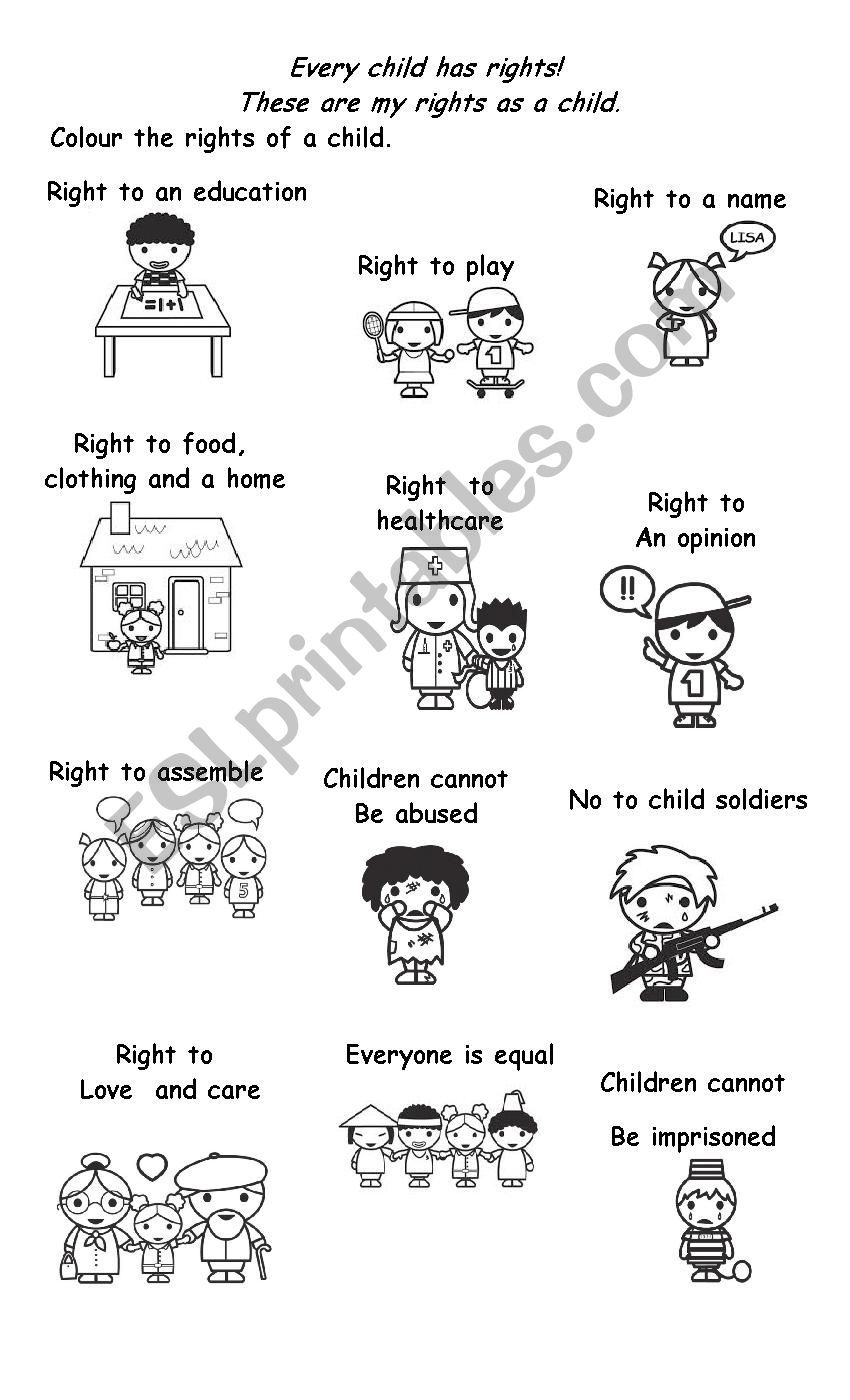 Rights Of A Child - ESL worksheet by kasharnie