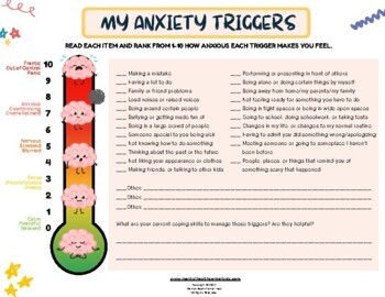 childhood anxiety worksheet